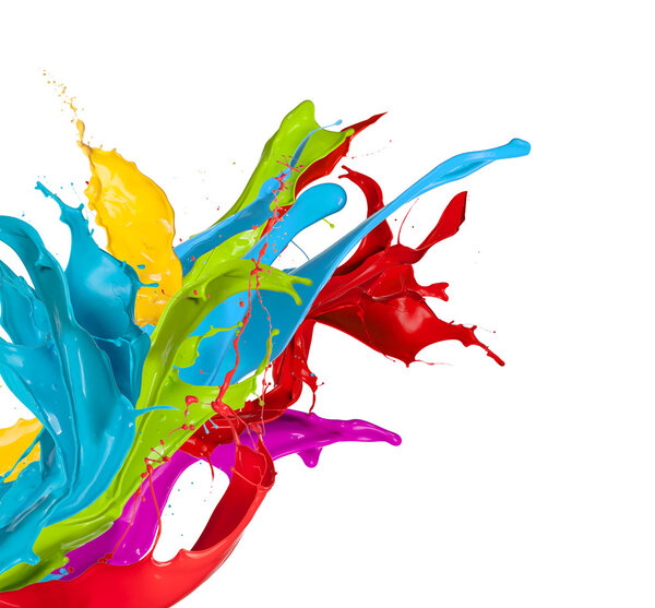 Colored splashes on white background