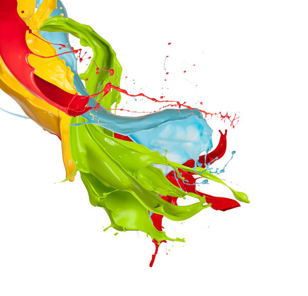 Colored splashes on white background