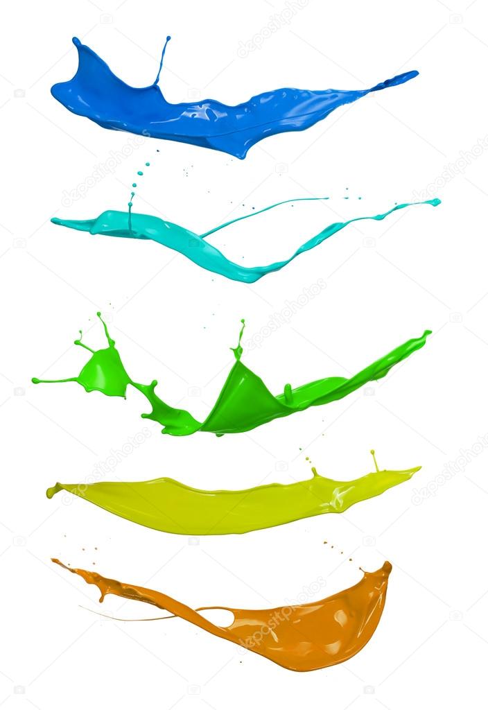 Colored splashes on white background