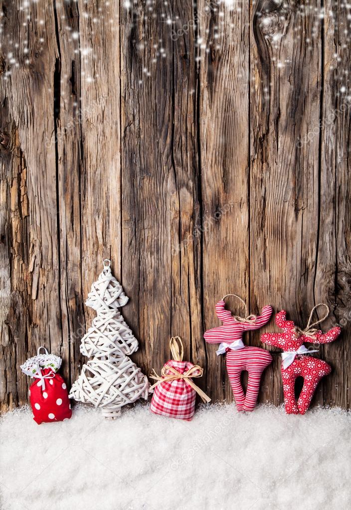 Hand made traditional christmas decoration on wood