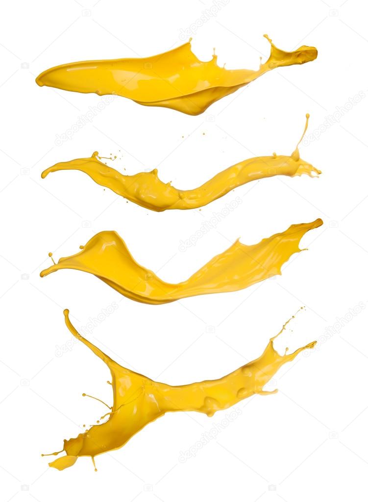 Yellow splashes isolated on white background