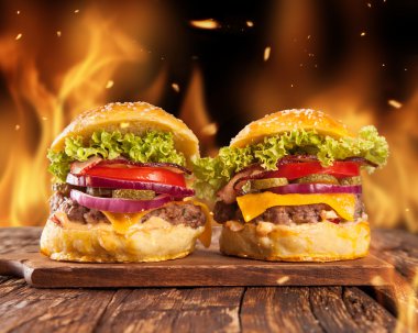 ev yapımı hamburger ateşle