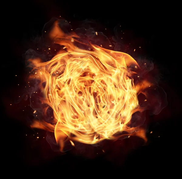 Fire ball isolated on black background — Stock Photo, Image