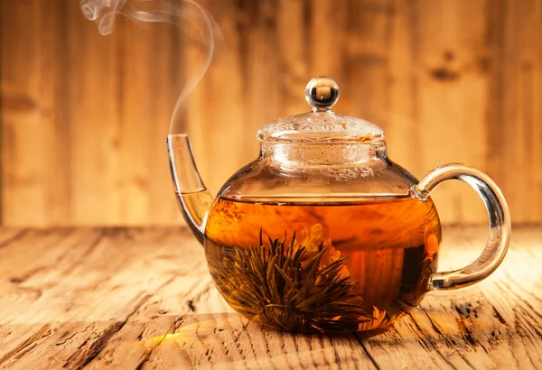 Blooming tea in teapot — Stock Photo, Image