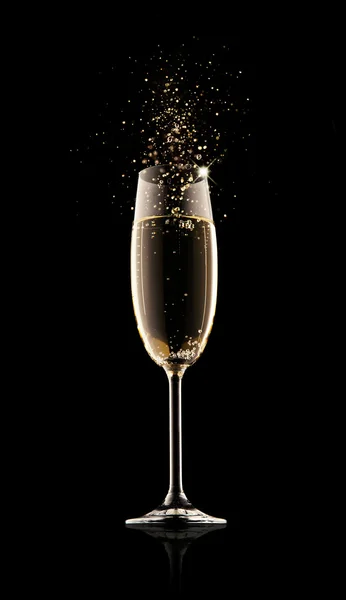 Copo de champanhe com respingo — Fotografia de Stock