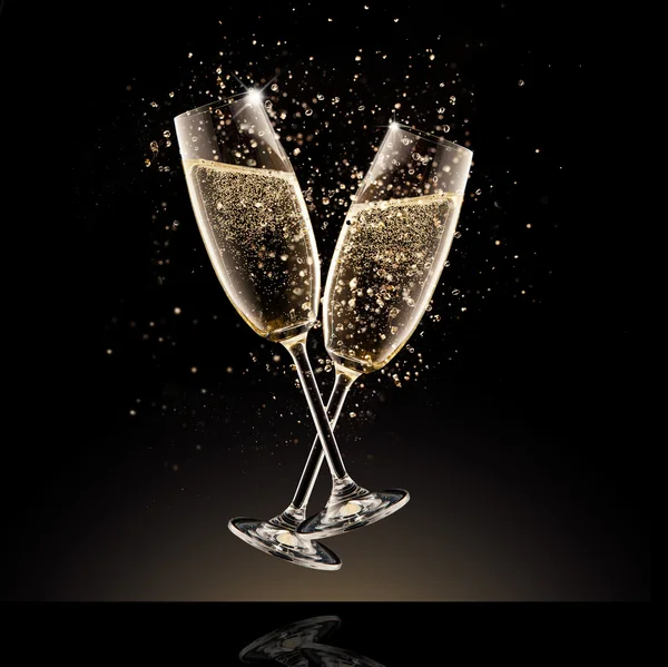 Champagne glasses with bubbles — Stock Photo, Image