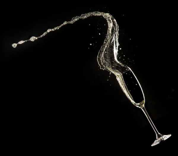 Glass of champagne on black background — Stock Photo, Image