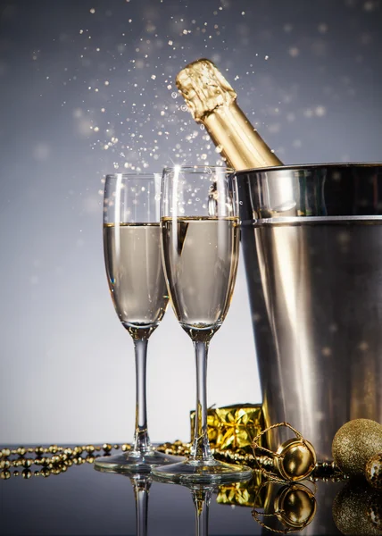 Celebration theme with champagne still life — Stock Photo, Image