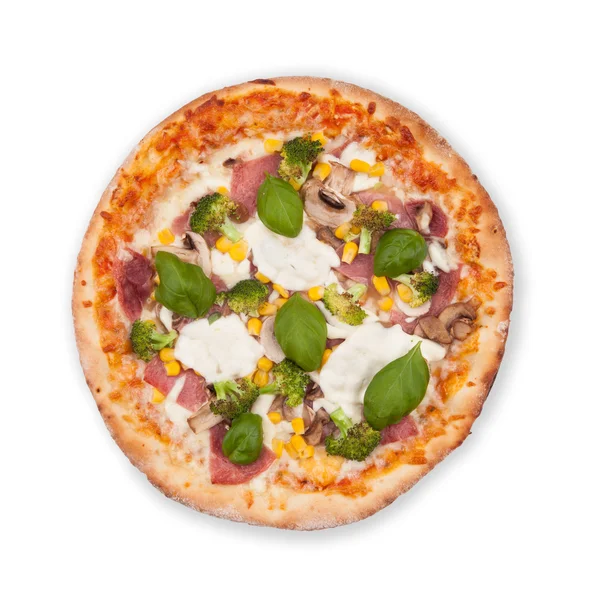 Italiensk pizza på vit bakgrund — Stockfoto