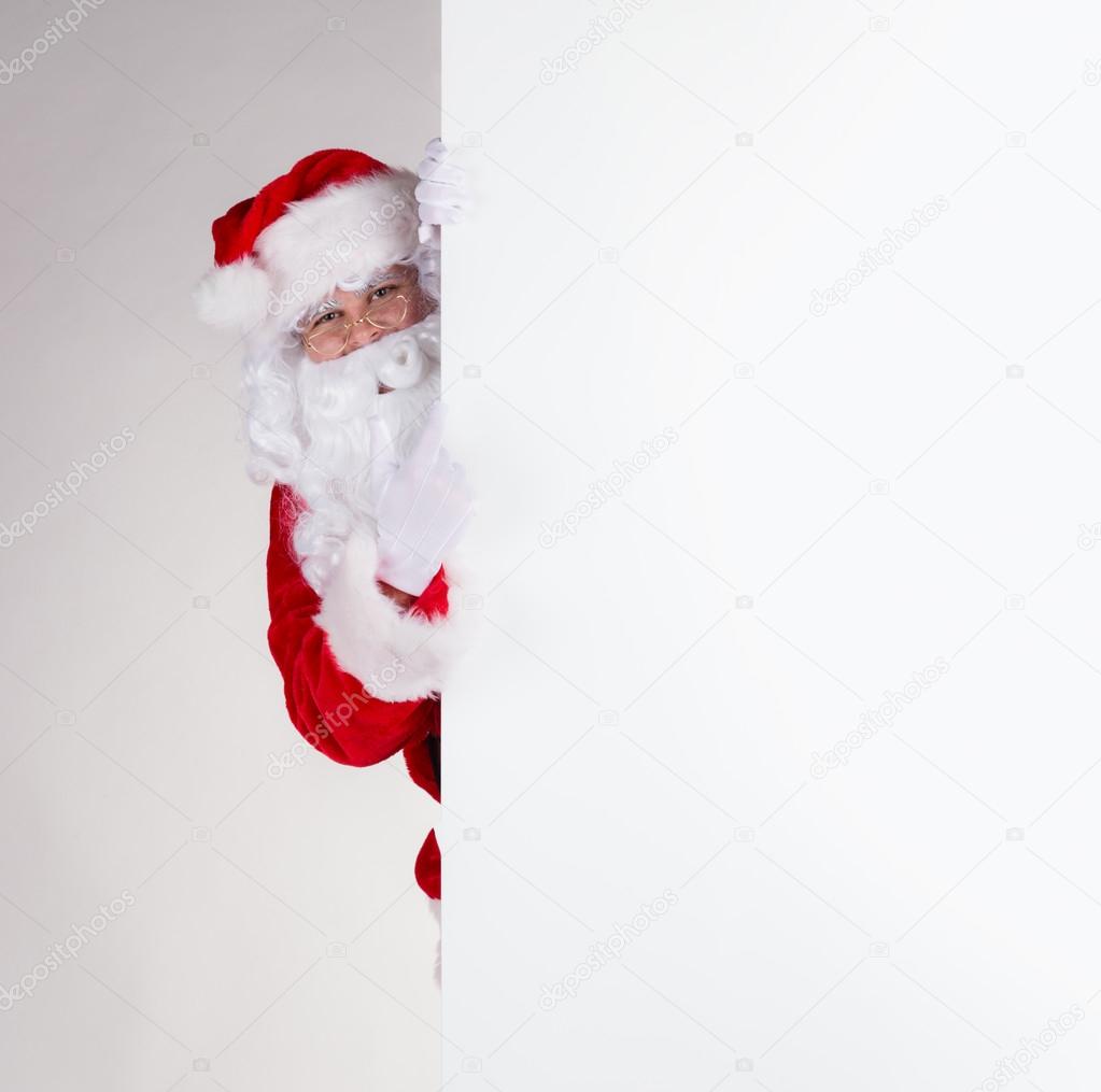 Santa Claus with blank board