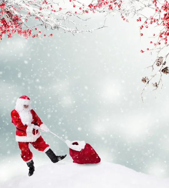 Santa Claus with bag — Stock Photo, Image