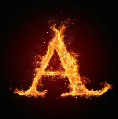 Fire letter on black background clipart