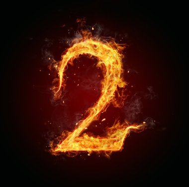 Fire number on black background clipart