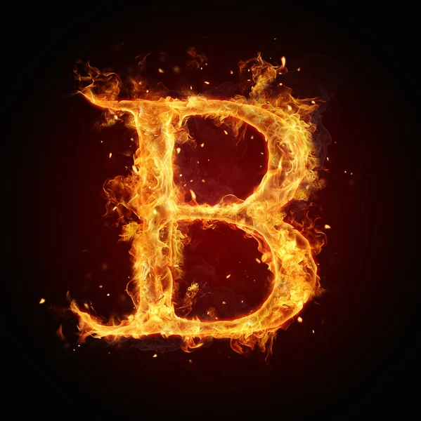 Fire letter on black background — Stock Photo, Image