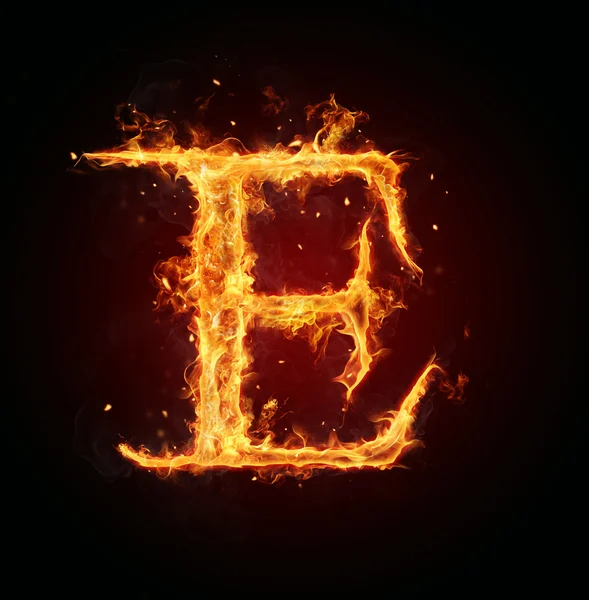 Fire letter on black background — Stock Photo, Image