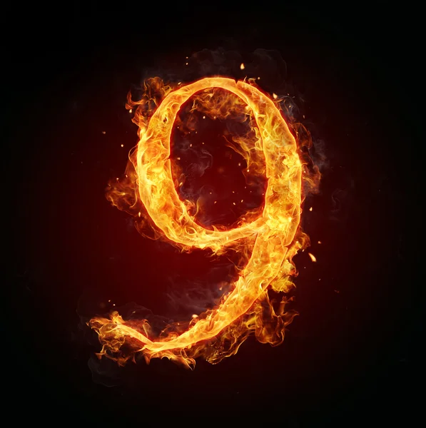 Fire number on black background — Stock Photo, Image