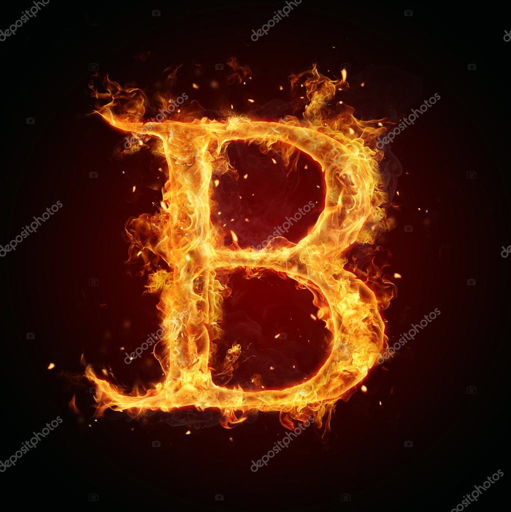 Fire letter H. Stock Photo