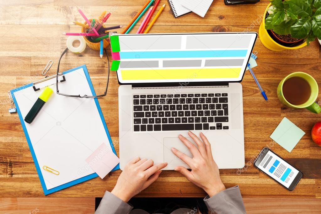 Woman working on laptops