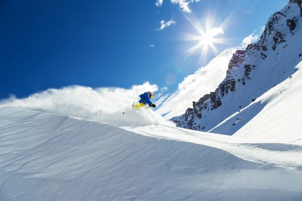 Mannelijke freerider skiër — Stockfoto