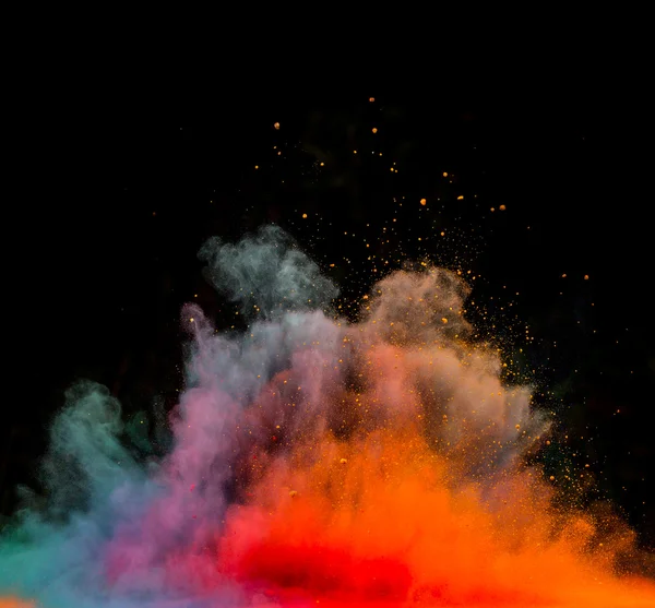 黒の背景に色塵爆発 — ストック写真