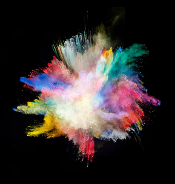 Colored dust explosion on black background — Stock Photo, Image