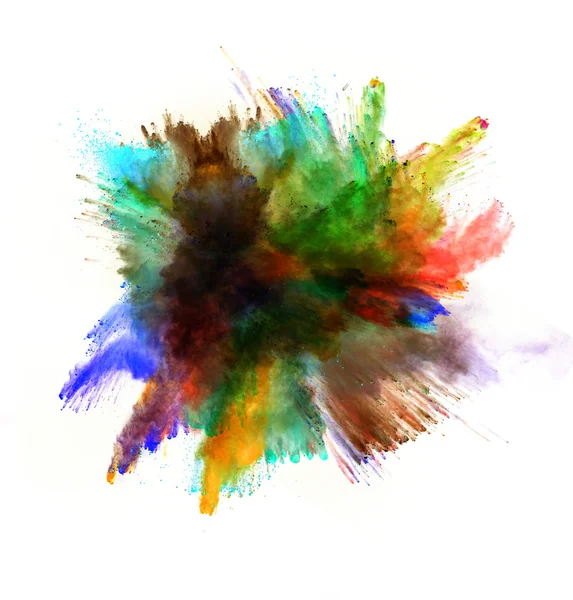 Colored dust explosion on white background — Stock Photo, Image