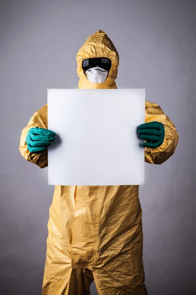 Laboratory man in chemical protective dress — Stock Photo, Image