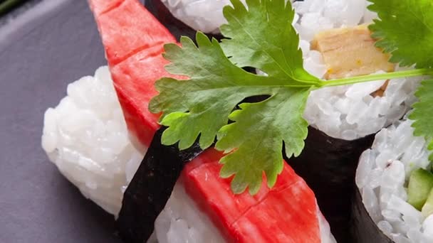 Piezas de sushi — Vídeo de stock