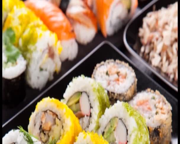 Pezzi di sushi — Video Stock