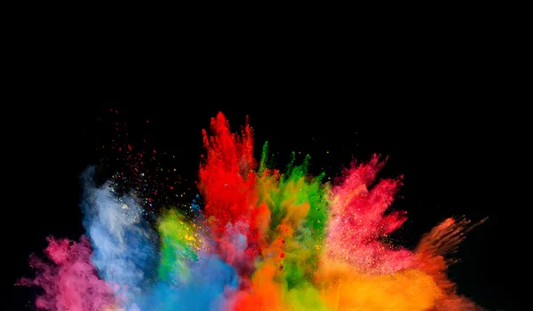 Esplosione di polvere colorata su sfondo nero — Foto Stock