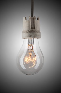 Light bulb hanging on wire clipart