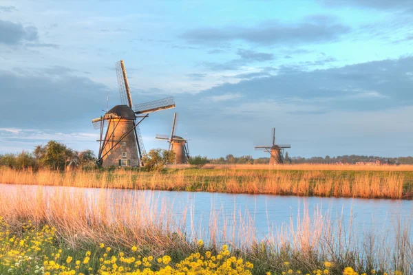 Ανεμόμυλοι στην kinderdijk, Ολλανδία — Φωτογραφία Αρχείου