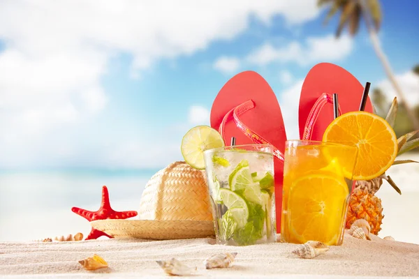 Summer beach with accessories — Stock Photo, Image