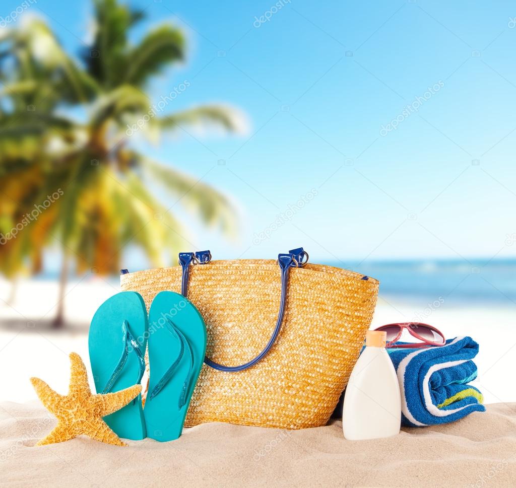Summer beach with accessories