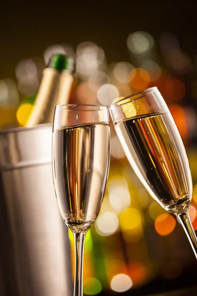 Glasses of champagne with blur background — Stock Photo, Image