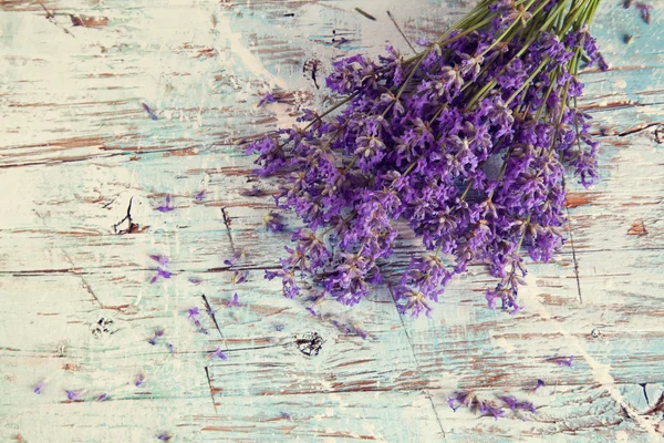 Fresh lavender on wood — Stock Photo, Image