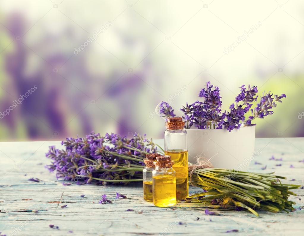 Lavender still life with blur field on background