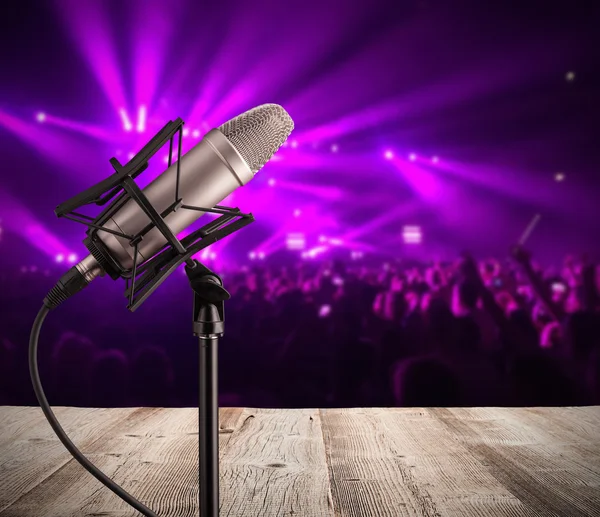 Singing microphone on music concert — Stock Photo, Image