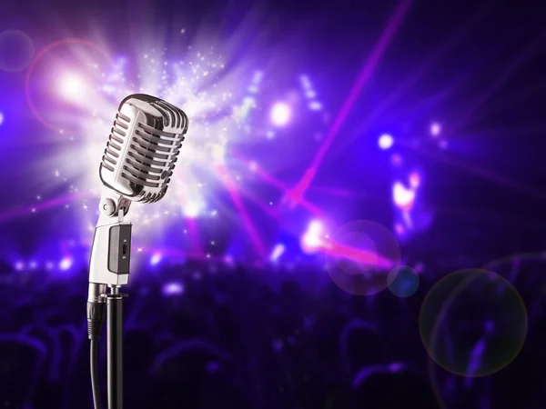 Retro microphone on music concert — Stock Photo, Image