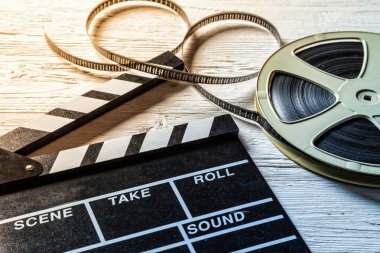 Film kamera chalkboard ve rulo