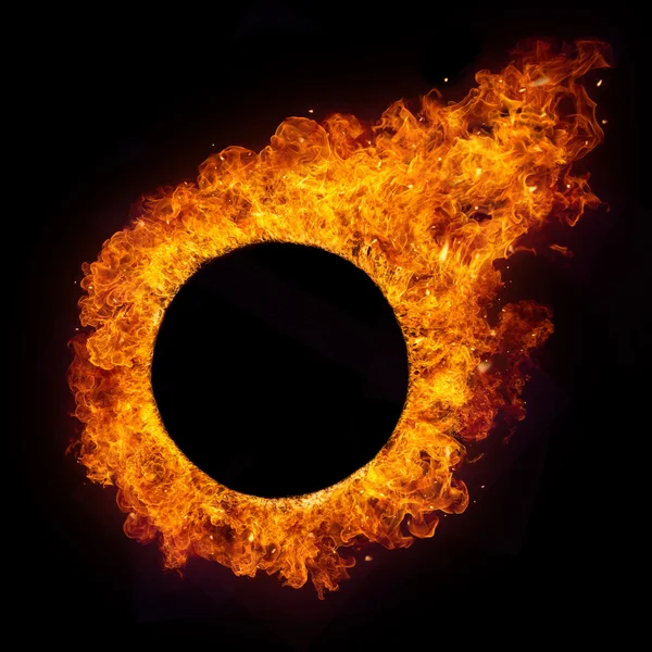 Forró tűz a lángok a kör alakú — Stock Fotó