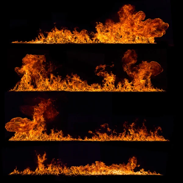 Coleção de fogo de alta resolução no fundo preto — Fotografia de Stock