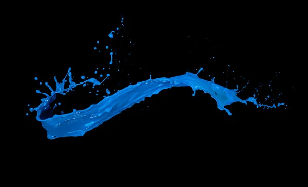 黒い背景に青い塗料スプラッシュ — ストック写真