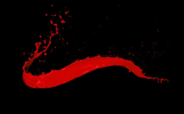 Red paint splash on black background — Stock Photo, Image