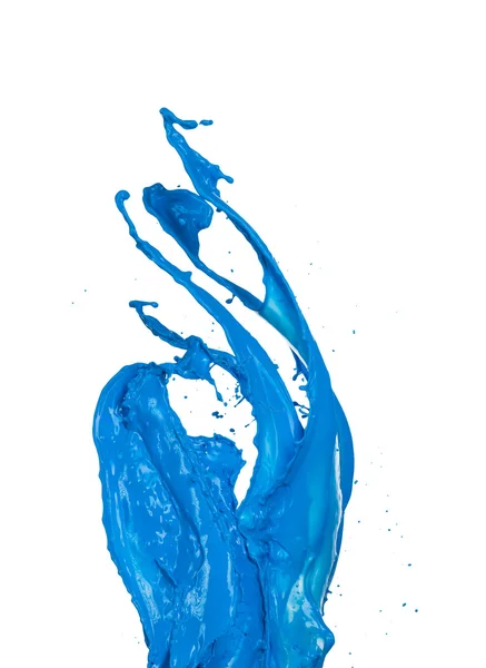 Blue paint splashes on white background — Stock Photo, Image