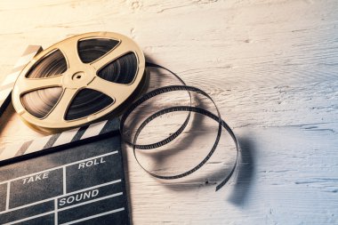 Film kamera chalkboard ve rulo