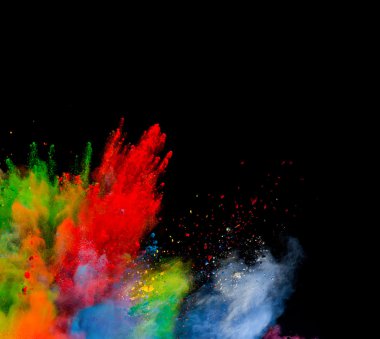 Colored powder on black background clipart