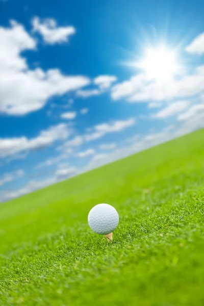 Golfball auf dem grünen Rasen — Stockfoto