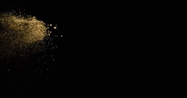 Uçan Toprağın Havadaki Süper Yavaş Hareketi. Yüksek Hız Sineması Kamerası 'nda çekildi, 1000fps. Kara Arkaplanda İzole Edilmiş.