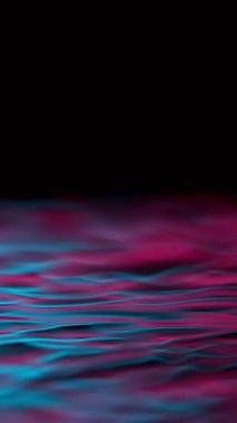 Neon ışıklarıyla aydınlatılan su dalgalarının süper yavaş akımı. Çok hızlı bir kamerayla çekildi, 1000 fp. Dikey Görünüm Oranı.